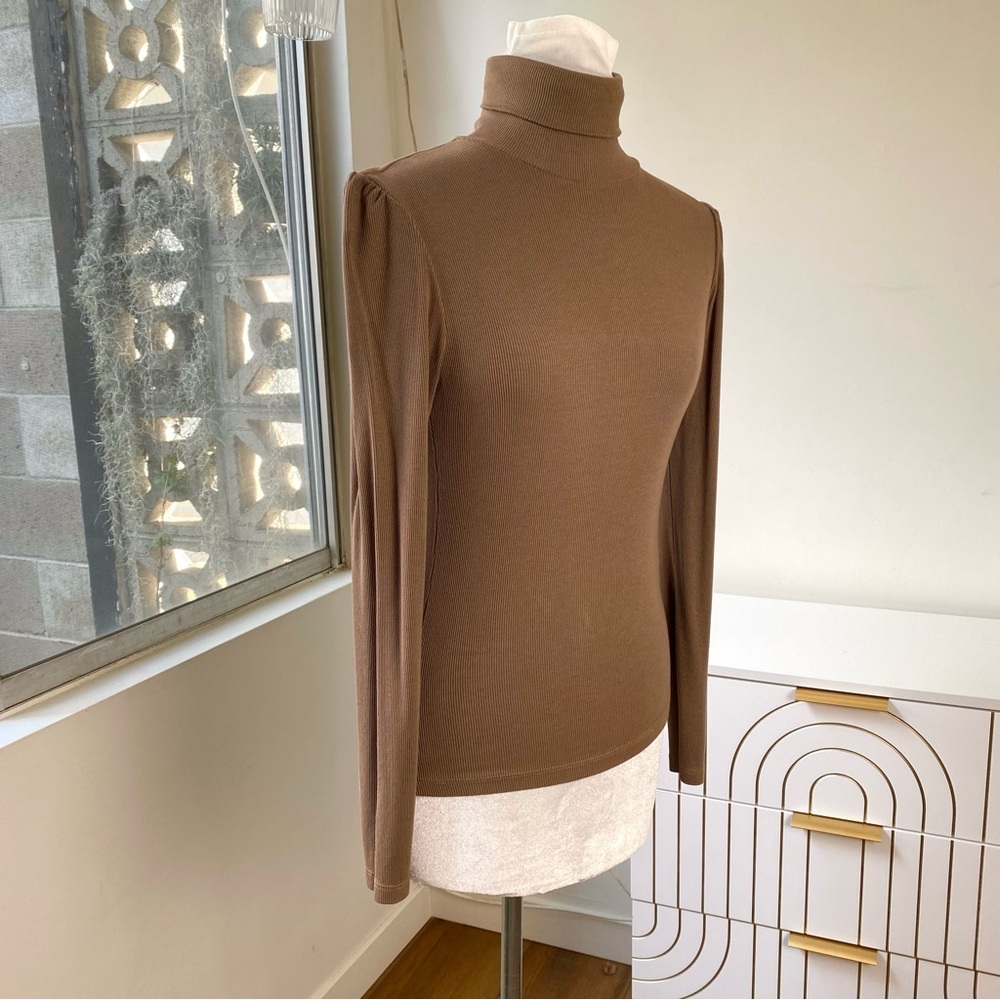 Sundry Ribbed 2 Piece Top Set, Puff Sleeve Turtleneck XS + Fitted Tee S NWT - Picture 4 of 15